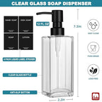 GMISUN Glass Soap Dispenser with Stainless Steel Pump, Clear Hand Soap Dispenser for Bathroom, 12 fl oz/350ml Refillable Dish Dispenser for Kitchen, Modern Liquid Soap and Lotion Bottle for Countertop - Image 2