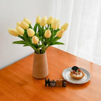ONLY ART Artificial Light Yellow Tulips 20 Pcs – 13.5 Inch PU Faux Flowers with Bendable Stems for Home Décor, Wedding Centerpieces, DIY Floral Arrangements, New Year and Valentine's Day - Image 6