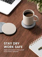 Fluxynara Felt Coasters with Holder, Set of 8 for Drinks, River Pebble - Image 4
