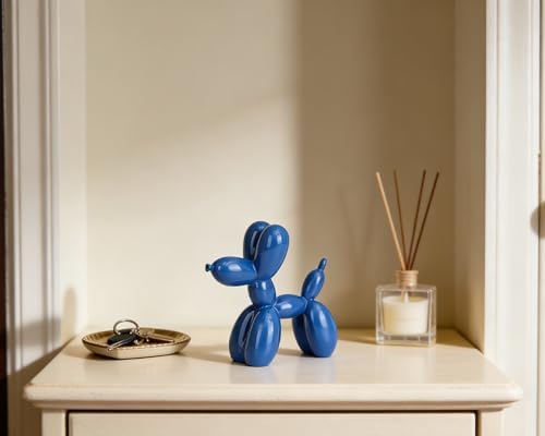 4 Inch Glossy Blue Balloon Dog Sculpture - Image 5
