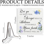 Floral Christian Wooden Sign Desk Decor, Positive Have Faith Bible Scripture Wood Plaque Sign With Stand for Church Prayer Room Home Office Desk Table Shelf Decoration, 5x5 Inch - Image 6