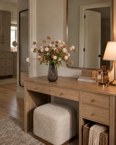 Brown Neutral Fall Decor with Vase, Artificial Chrysanthemums for Indoors - Image 4