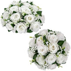 2 Pcs Flower Centerpieces for Tables White Arrangement Bouquet, 12.6in by Unknown