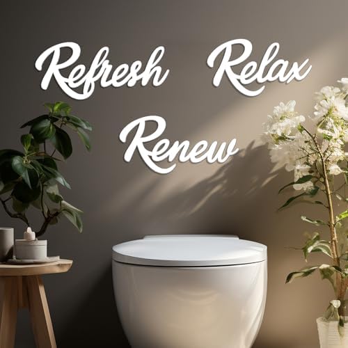 3 Pieces Bathroom Decor Black Bathroom Wall Art Relax Renew Refresh - Image 7