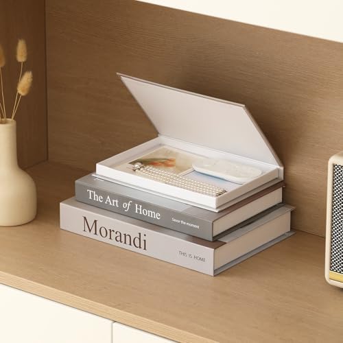 Aesthetic Decorative Books,Set of 3 Fake Books Storage Boxes(Beige) - Image 4