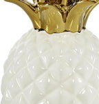 CosmoLiving by Cosmopolitan Porcelain Ceramic Fruit Decorative Sculpture Pineapple Home Decor Statue with Gold Leaves, Accent Figurine 4" x 4" x 10", White - Image 4
