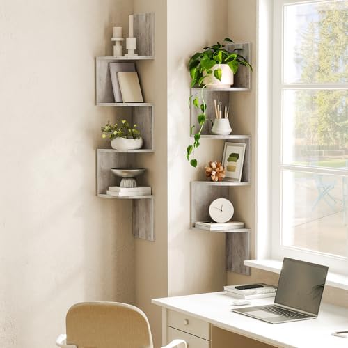 HOOBRO Corner Shelf Wall-Mounted, Set of 2 Floating Corner Shelves for Wall - Image 2