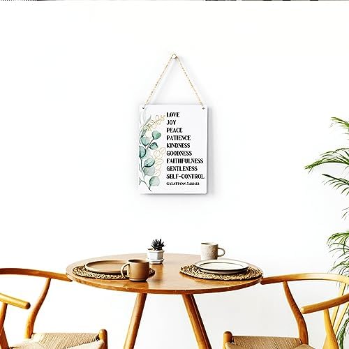 Christian Wall Decor Galatians 5:22-23 Fruit Of The Spirit Decor Wooden Hanging Sign Christian Sign Farmhouse Sign Wooden Sign for Living Room Decorative Christian Bible Verse Wall Art 8x10 Inches - Image 4