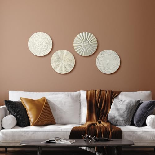 Hicarer 4 Pcs 12 Inch White Gold Metal Wall Art Decor Sunburst Decor - Image 4