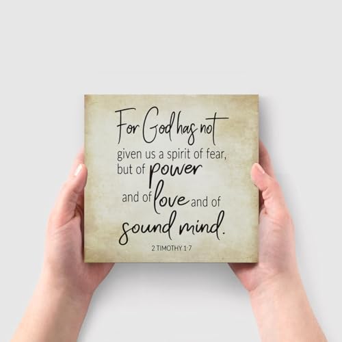 Inspirational Bible Verse For God Has Not Given Us A Spirit Of Fear Wooden Box Sign 2 Timothy 1:7 Rustic Scripture Wood Block Plaque Box Sign for Home Office Shelf Table Decoration, Christian Gifts - Image 4