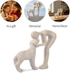 Abstract Person and Dog Head-to-Head Figurine Sandstone - Image 4