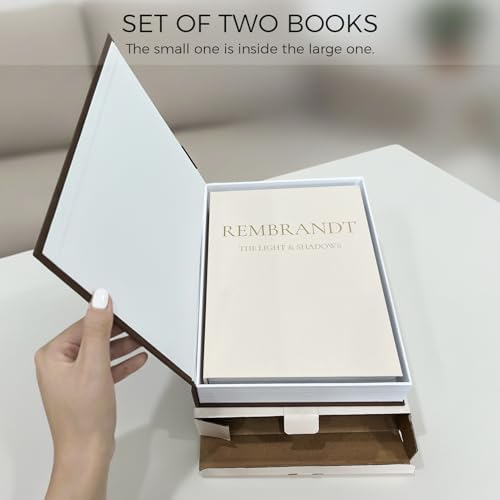 Set of 2 Linen Decorative Books with Hidden Storage – Chic Housewarming & Christmas Gift Idea, Monochrome Faux Book Box for Shelf and Coffee Table Decor (White & Black) - Image 6