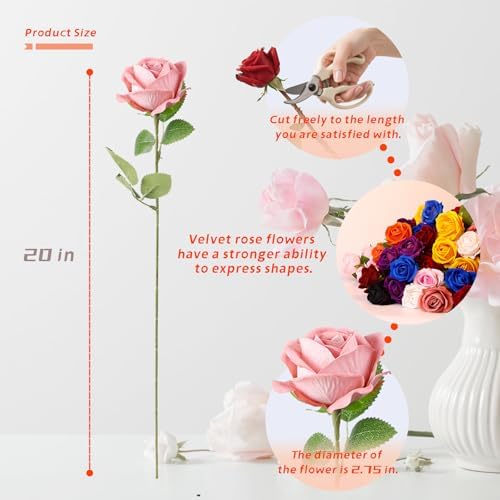 12 Pcs Artificial Rose Flowers, Silk Roses with Long Stems, Realistic Fake Roses for Wedding Centerpiece Party Home and Office DIY Decor, Cappuccino - Image 2