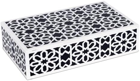 Handicrafts Home Decorative Keepsake Black White Storage Box with Lid,8x5x2 by HandicraftsHome