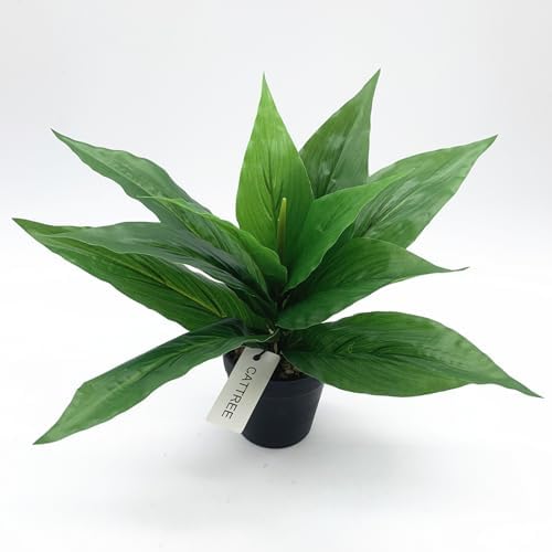 CATTREE Artificial Plants Outdoor Decor, Fake Plant Shrubs Faux Grass Plastic Leaves Greenery Bushes Home Garden Wedding Party Decorations Indoor Office Yard Verandah Planter Filler - Green 2 Pack - Image 2