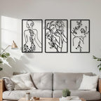 CHENGU 3 Pieces Metal Minimalist Abstract Woman Wall Art Line Drawing Wall Art Decor Single Line Female Home Hanging for Kitchen Bathroom Living Room - Image 2