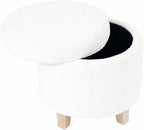 HomePop Round Transitional Faux Sheepskin Fabric Storage Ottoman|Homepop Home by HomePop