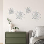 ZEXUIRU 4 Set Silver Starburst Wall Art for Home Decor Metal Bling Crystal Rhinestones Sunburst Wall Decor Sparkling Rhinestone Art Accent Silver - 13 in - Image 2