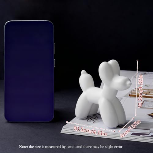 Notakia Cute Ceramics White Balloon Dog Statue Crafts Living Room Desktop Decorations,Handmade Modern Small Ceramic Animal Statue Ornament Home Decor Accents (White, Small) - Image 2