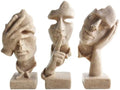 aboxoo Large 3 Pcs Thinker Statue, Silence is Gold Resin Sculptures Decor by aboxoo