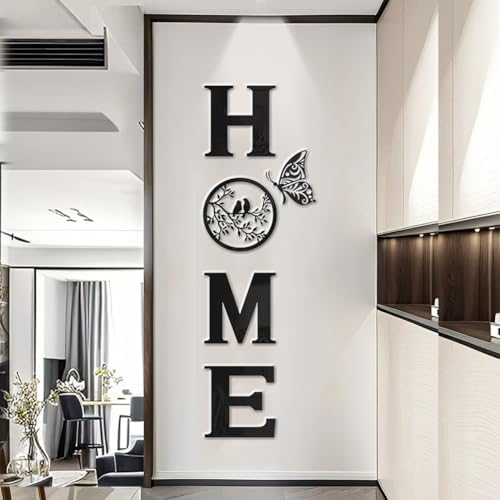 CrazyDeal Home Signs Decor Aesthetic Bird Wall Art Letter Wall decor for Living Room Bedroom Kitchen Farmhouse Wall Hanging Modern Decorations Large (Black Acrylic,49.2 X 15.7 Inch) by CrazyDeal