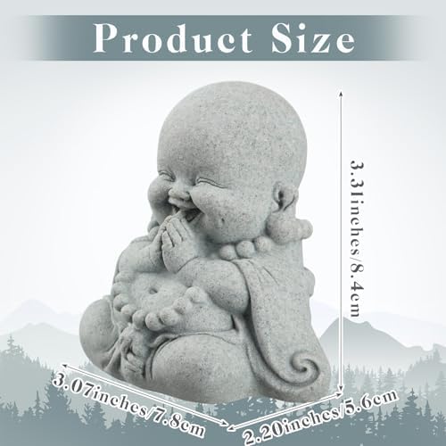 Landical Buddha Sandstone Statues Zen Monk Sculptures,Prayer Buddha - Image 2