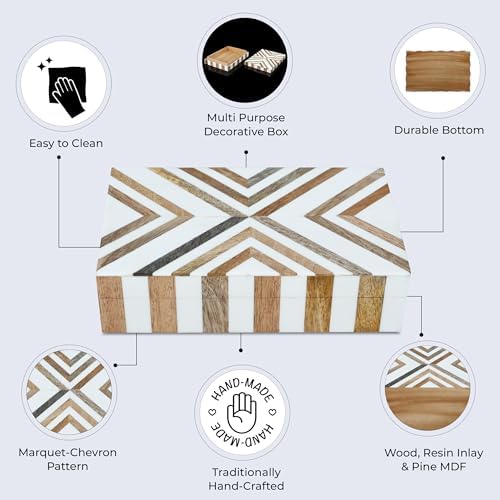 Handicrafts Home Small Jewelry Trinket Decorative Wood Box with Lid,5x7x1.5 - Image 3