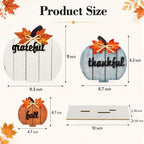 OLANRUN Fall Decor, Thanksgiving Fall Decorations for Home, 3Pcs Wooden Autumn Pumpkin Decor Sign, Farmhouse Thanksgiving Table Decorations Indoor for Office Living Room Bedroom Mantel Kitchen - Image 2