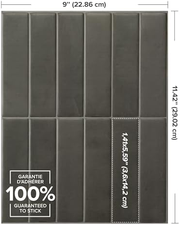 Smart Tiles Peel and Stick backsplash, Stacked Smoke Gray, 11.43"x9" - Image 4