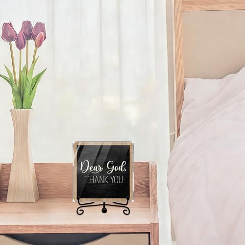 Modern Farmhouse Decor, Home Decor For Living Room, Boho Chic Aesthetic Shelf Decorations, Christian Dear God Acrylic Sign, Farmhouse Entryway Tv Stand Fireplace Coffee Table Decoration (14) - Image 3