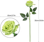 10pcs Light Green Roses Artificial Flowers, Realistic Faux Rose with Stem - Image 3