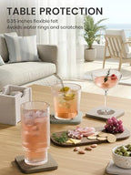 Fluxynara Felt Coasters with Holder, Set of 8 for Drinks, Linen Dusk - Image 4