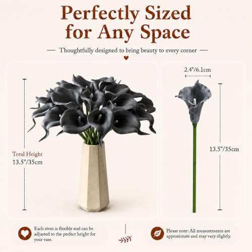 Mandy's 20pcs Dark Grey Calla Lily Artificial Flowers - Image 3