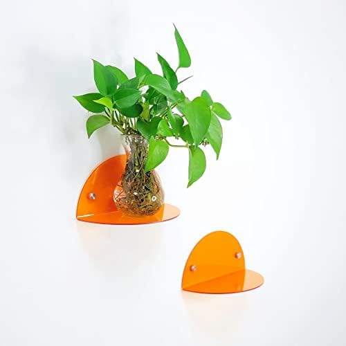 ROYALITA 2-Pack Small Acrylic Shelves Room Decor Floating Shelves, Orange - Image 7