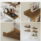 RICHER HOUSE 5-Set Floating Shelves with Lip, Brown Wall Mounted Wood Shelf - Image 4