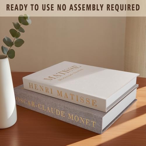 Decorative Books Set of 2, Linen Faux Coffee Table Books - Image 5
