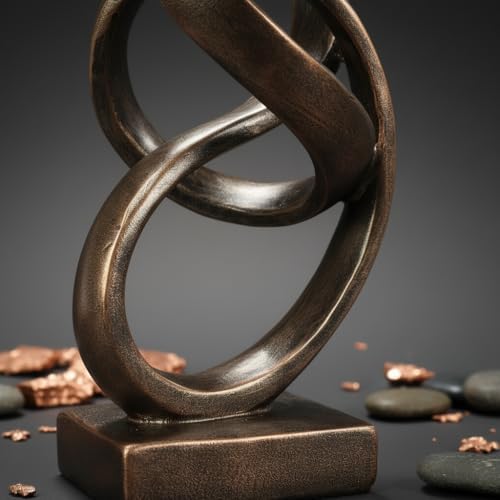 10" Modern Abstract Ribbon Decorative Sculpture, Knot Sculptures,Home Decor,Coffee Table Statues,Dining Living Room Desk Decor（Bronze Colored） - Image 6