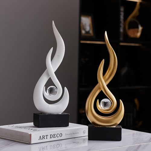 Modern Abstract Art Table Decoration,Resin Flame Statue Modern Centerpiece Ornaments for Living Room Great Gift Idea Home Decor,Collectibles (White) - Image 5