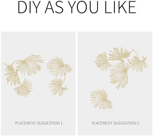 Gold Metallic Wall Decals Peel and Stick Floral Wall Stickers Large Sketch Minimal Line Transfer for Women Living Room Bedroom Decor, Monstera Leaves - Image 4
