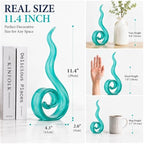 11.4" Tall Hand Blown Glass Sculpture, Murano Style Art Glass Figurine, Modern Coastal Home Decor Accent for Shelf, Table, TV Stand, Living Room Decoration - Image 2