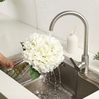 Garvee Artificial White Hydrangea Flowers Arrangement with Vase, 6 PCS Silk Hydrangea Bouquet Centerpiece with Faux Water, Realistic Fake Flowers for Table Centerpiece, Home, Office, Wedding Decor - Image 3