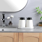 White Round Soap Dispenser Tray - 8'' Ceramic Vanity Tray for Bathroom Decorative, Jewelry Ring Dish, Comestic Holder, Kitchen Sink Countertop Organizer Plate - Image 6