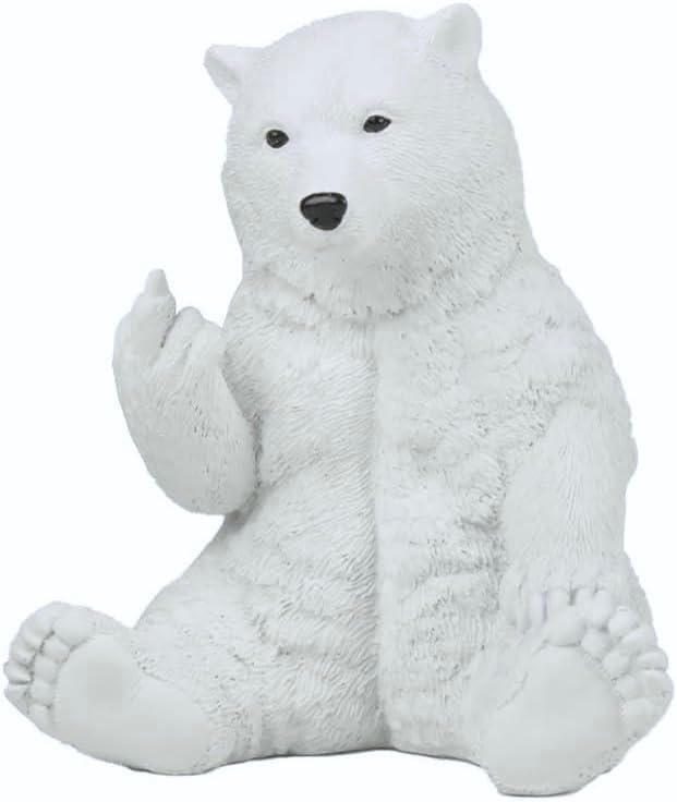 JFSM INC. Polar Bear Raising Middle Finger Figurine Funny Hilarious Decor - Bear Lover Gifts, Cabin Themed Decor, - Image 6