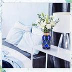 Chuangdi Set of 2 Coastal Glass Flower Vase with Boho Rope, Deep Sea Blue - Image 3