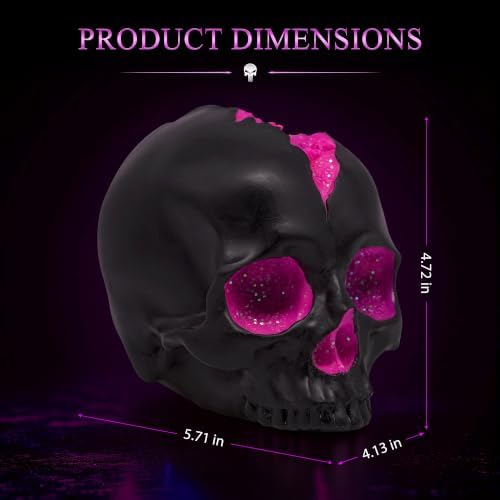 Black and Purple Resin Skull Figurine Statue. Good Gifts for Skull Lovers - Image 3