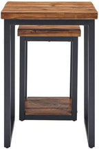 Claremont Rustic Wood Nesting End Tables, Solid Wood and Black-Finished Metal - Image 5