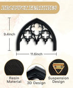 Putuo Decor Gothic Ornament Wall Art, Vintage Victorian Resin Plaque Window Frame, Dark Academia Halloween Spooky Decor Accent Sculpture for Living Room Bedroom Gallery - Image 2