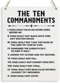 BELLOWDEER Inspirational Signs Gift 10 Commandments Wall Art Christian Bible Verse Wall Art Religious Home Wall Decor 8x10 Inches Scripture Wooden Hanging Sign for Living Room Bedroom Office by BELLOWDEER