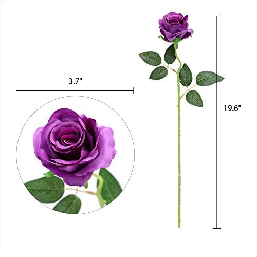 Nubry Artificial Silk Roses, 10Pcs Lifelike Fake Rose Bouquet, Purple Faux Flowers for Home Office Decor, Table Centerpiece, Wedding, Birthday Gift & Anniversary - Image 4