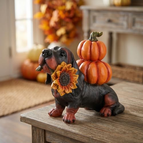 Fall Dachshund Pumpkin Dog Figurine Decor, Thanksgiving Dog Statue - Image 7